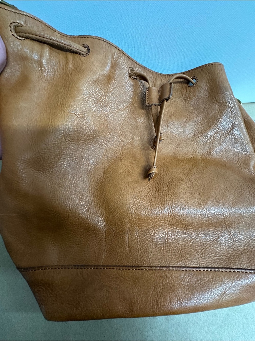 Madewell Brown Leather Drawstring Bucket Bag - Picture 4 of 9